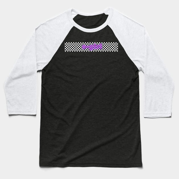 E-girl purple checkered design black and white Baseball T-Shirt by Uniskull